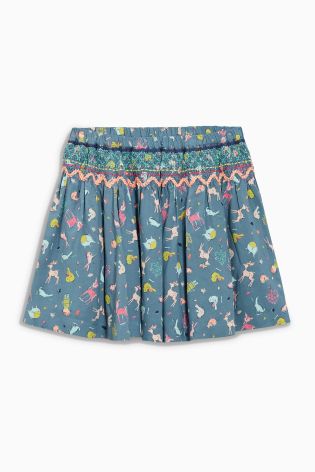 Khaki Shirred Print Skirt (3mths-6yrs)